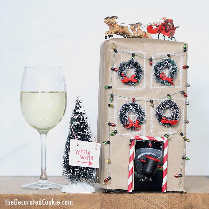 Dress up a box of wine for your Christmas party