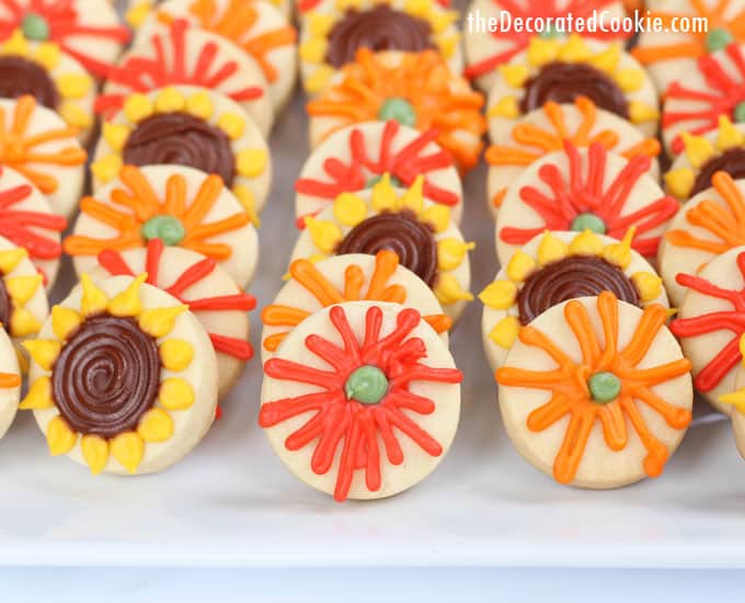 flower cookies on tray