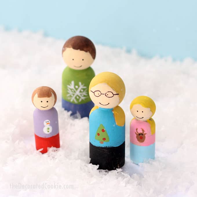 peg doll family holiday cards 