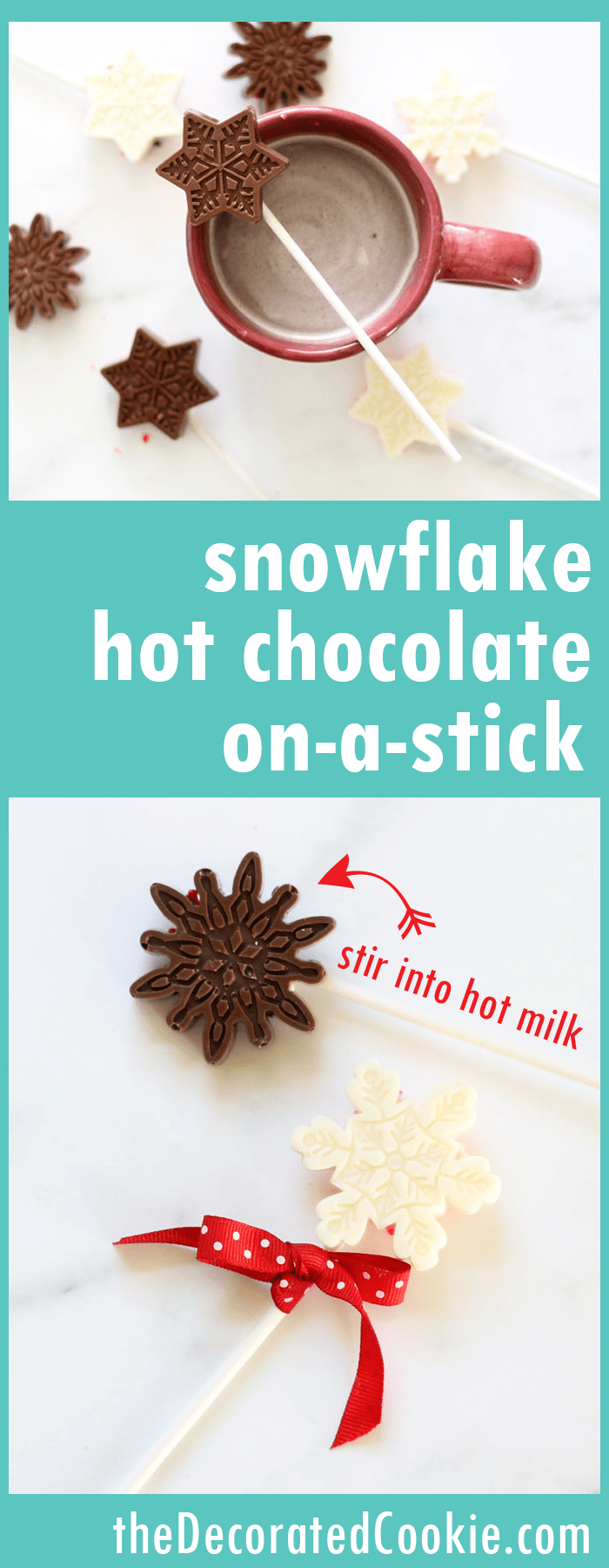 snowflake hot chocolate on a stick homemade holiday gift idea