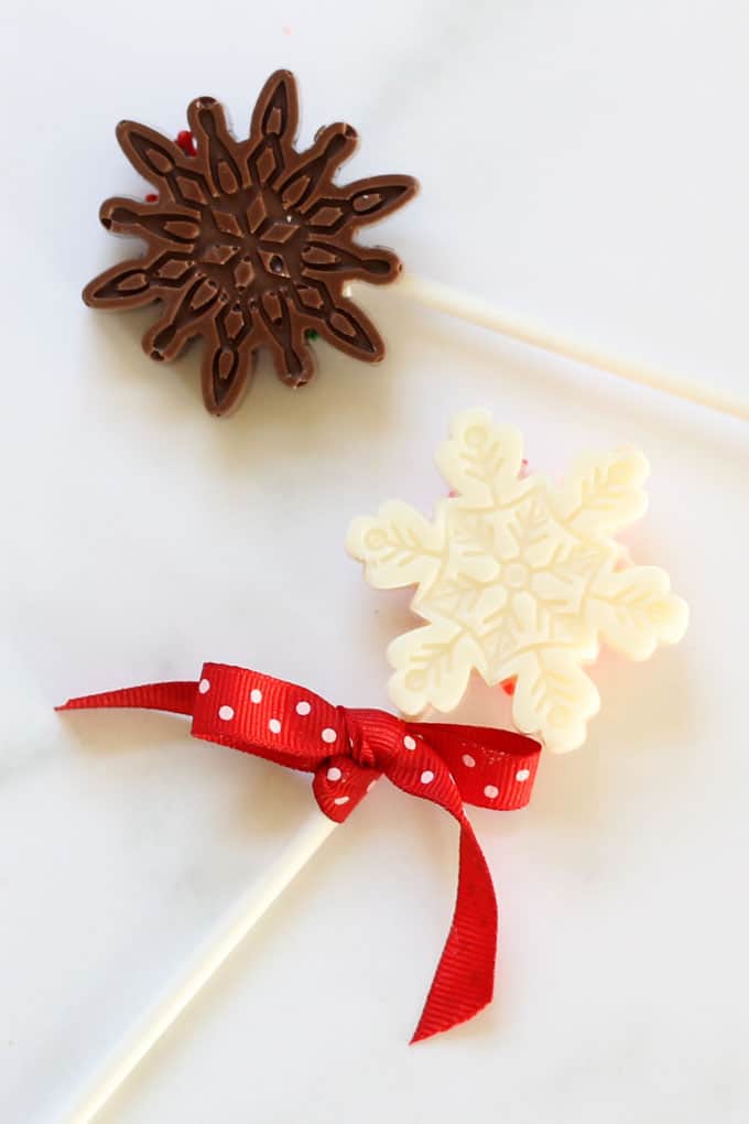 snowflake hot chocolate on a stick 