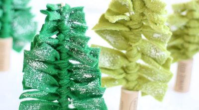 green felt Christmas trees with wine corks