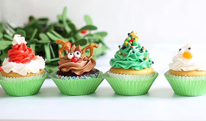 CHRISTMAS CUPCAKES: four EASY ideas with one decorating ...