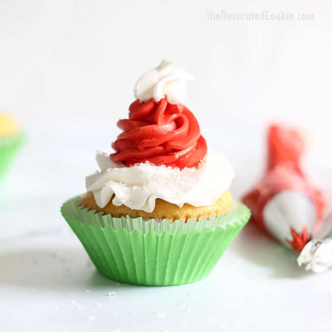 Santa hat cupcakes: Christmas cupcake ideas