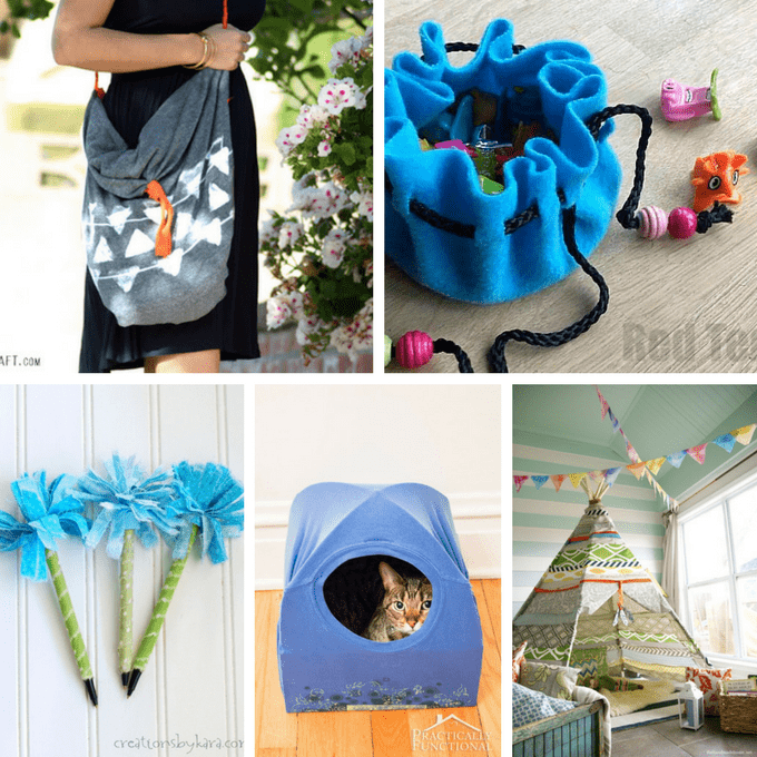 A roundup of 30 no-sew crafts including accessories, home decor, and toys.