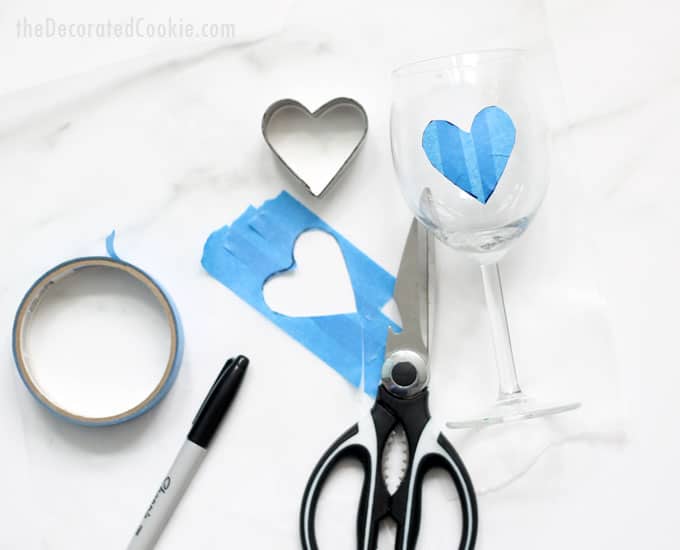 how to paint Valentine's Day wine glasses 