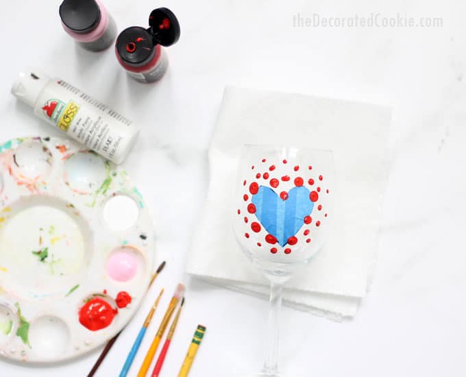 how to paint Valentine's Day wine glasses