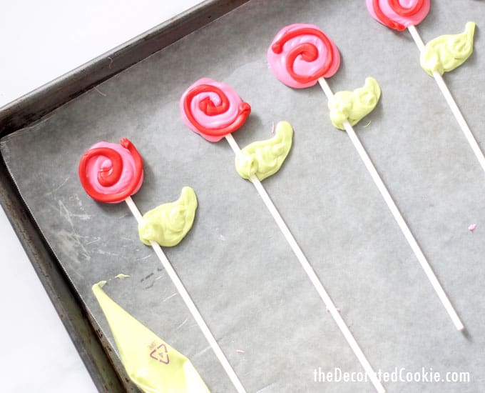 rose candy lollipops on tray