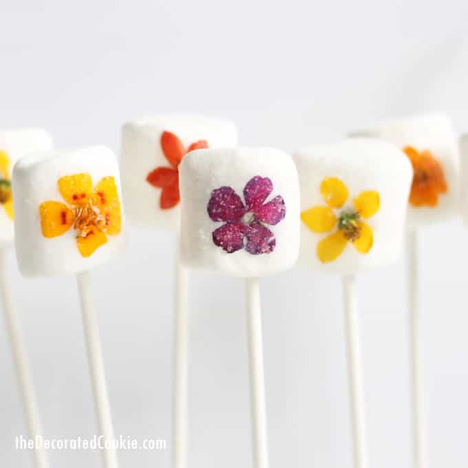 Edible flower marshmallow pops