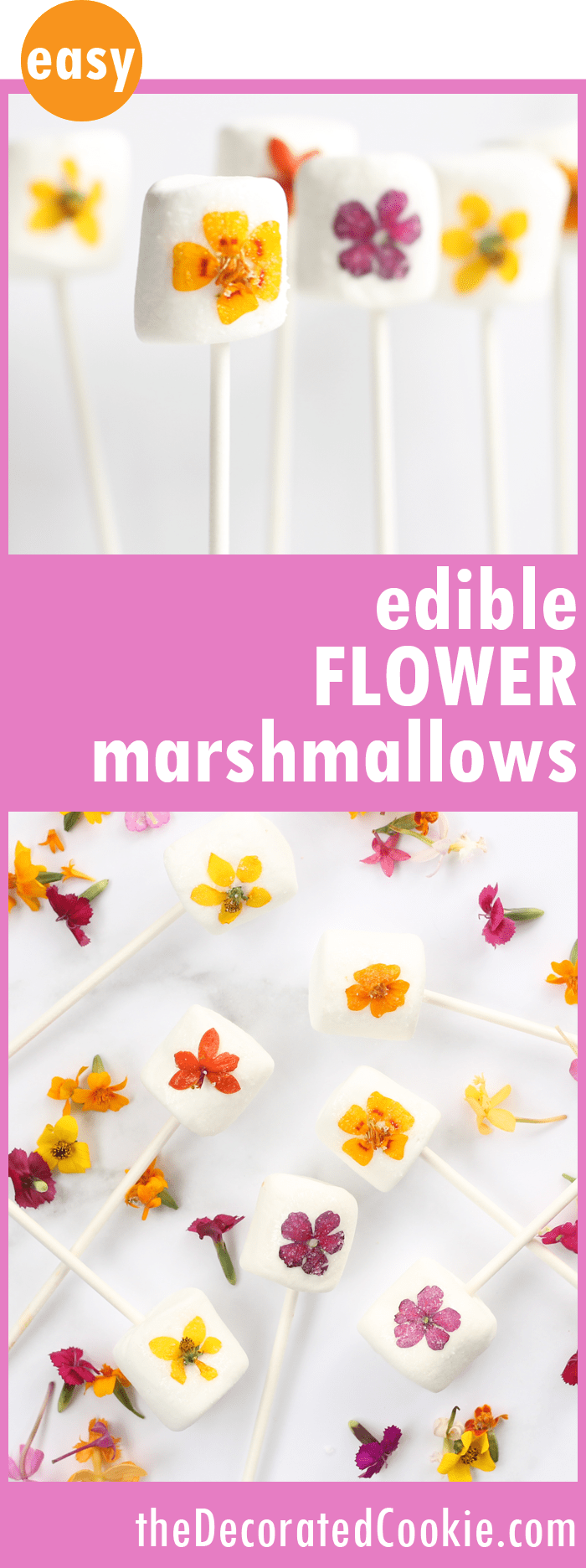 Edible flower marshmallow pops