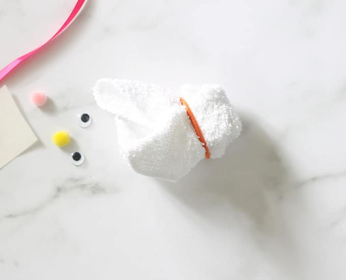 making a wash cloth bunny