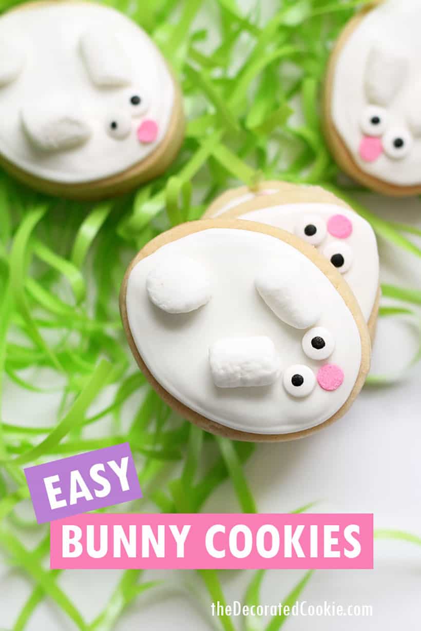 easy Easter bunny decorated cookies