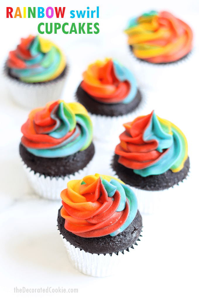 how to make rainbow swirl cupcakes with buttercream frosting