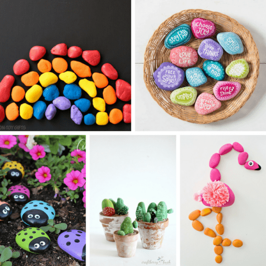 Rock painting ideas: Roundup of 30 painting ideas for kids and adults.