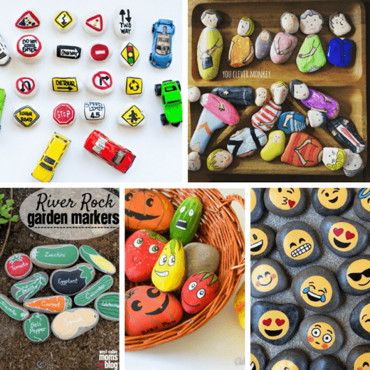 Rock painting ideas: Roundup of 30 painting ideas for kids and adults.