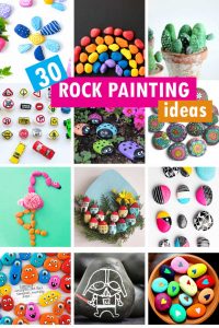 Rock painting ideas: Roundup of 30 painting ideas for kids and adults.