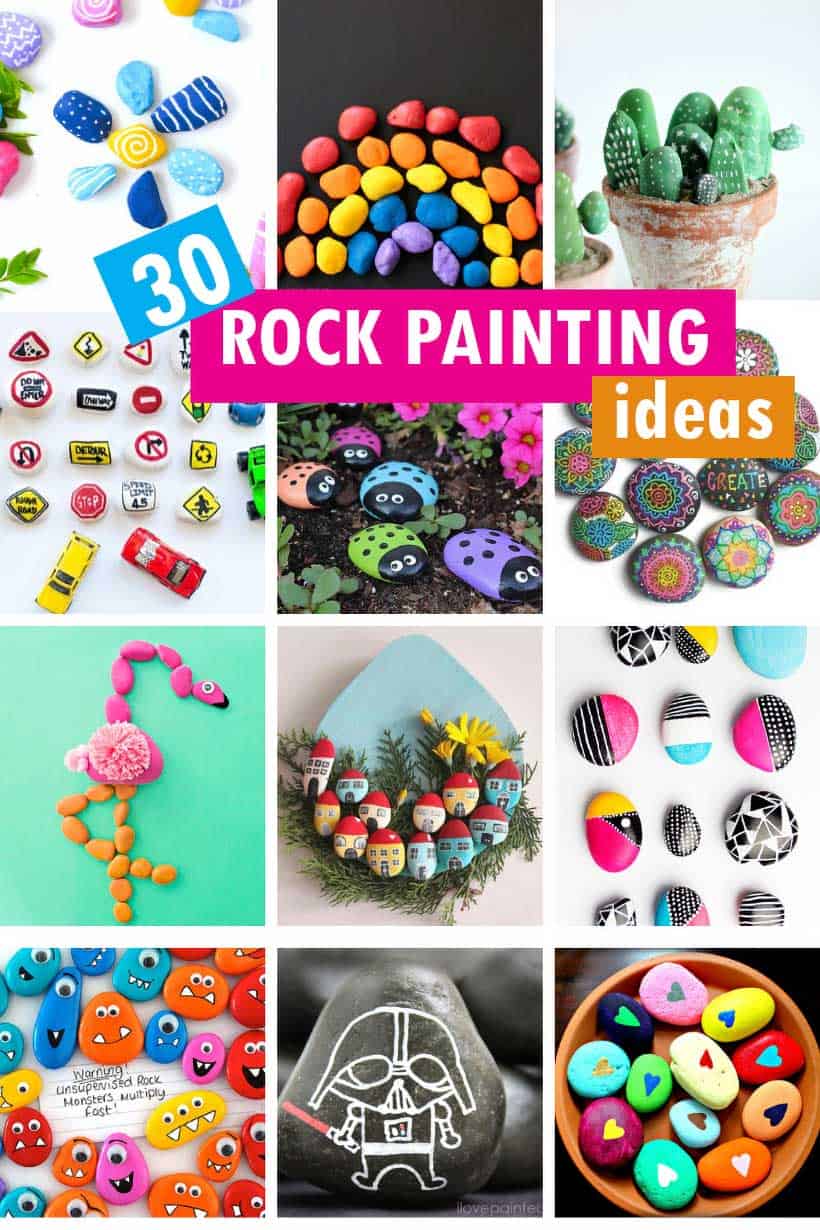 collage of rock painting ideas