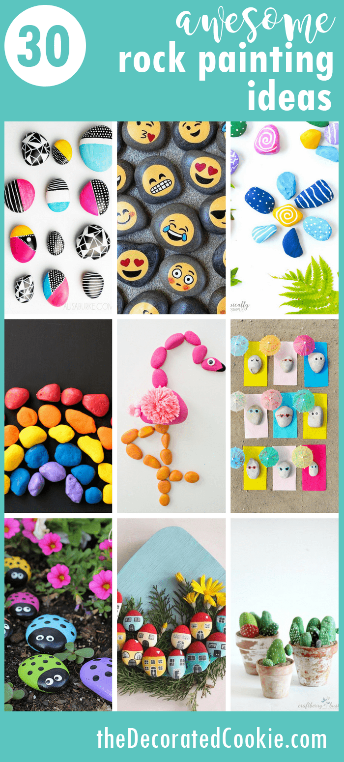 A roundup of 30 awesome rock painting ideas. #rockpainting #paintedrocks 