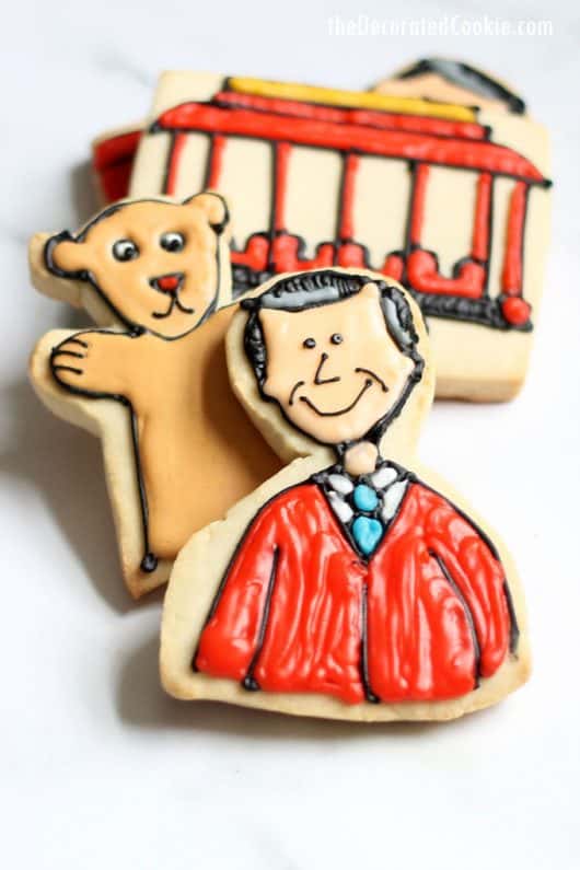 cookie decorating idea: Mr. Rogers' Neighborhood cookies 