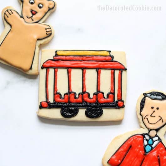 cookie decorating idea: Mr. Rogers' Neighborhood cookies 