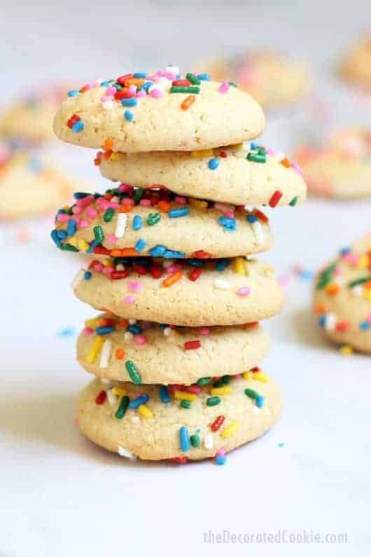 three-ingredient cake mix cookie recipe topped with sprinkles