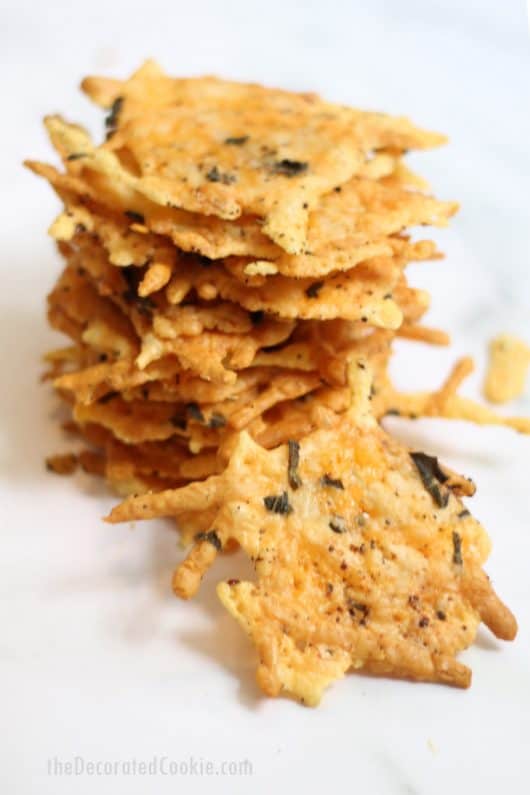 Parmesan crisps with herbs, an easy, low-carb, keto snack.