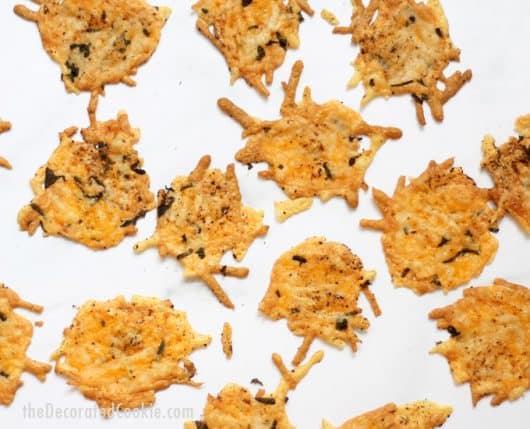 Parmesan crisps with herbs, an easy, low-carb, keto snack.