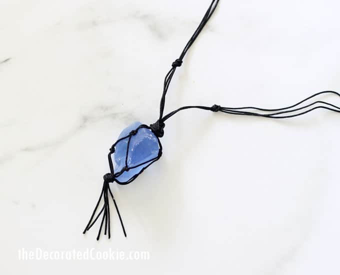 How to make your own sea glass jewelry! This video tutorial teaches you how to make a macrame sea glass necklace, a fun beach party craft. #SeaGlassCrafts #SeaGlassJewelry #SeaGlassNecklace #Macrame #MacrameNecklace
