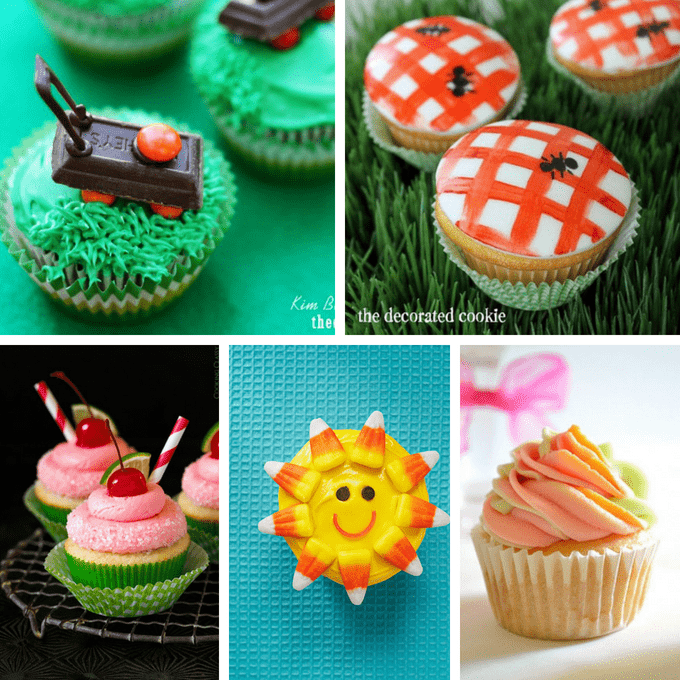 Summer cupcakes: Ideas from around the web for decorating cupcakes this summer, fantastic for BBQs, pool parties, beach-themed events, and more. #SummerCupcakes #CupcakeIdeas #CupcakeDecoratingIdeas