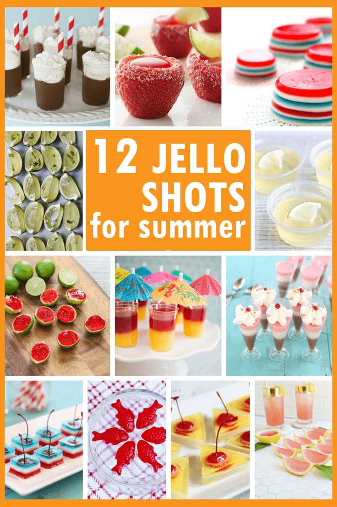 collage of summer themed Jello shots 