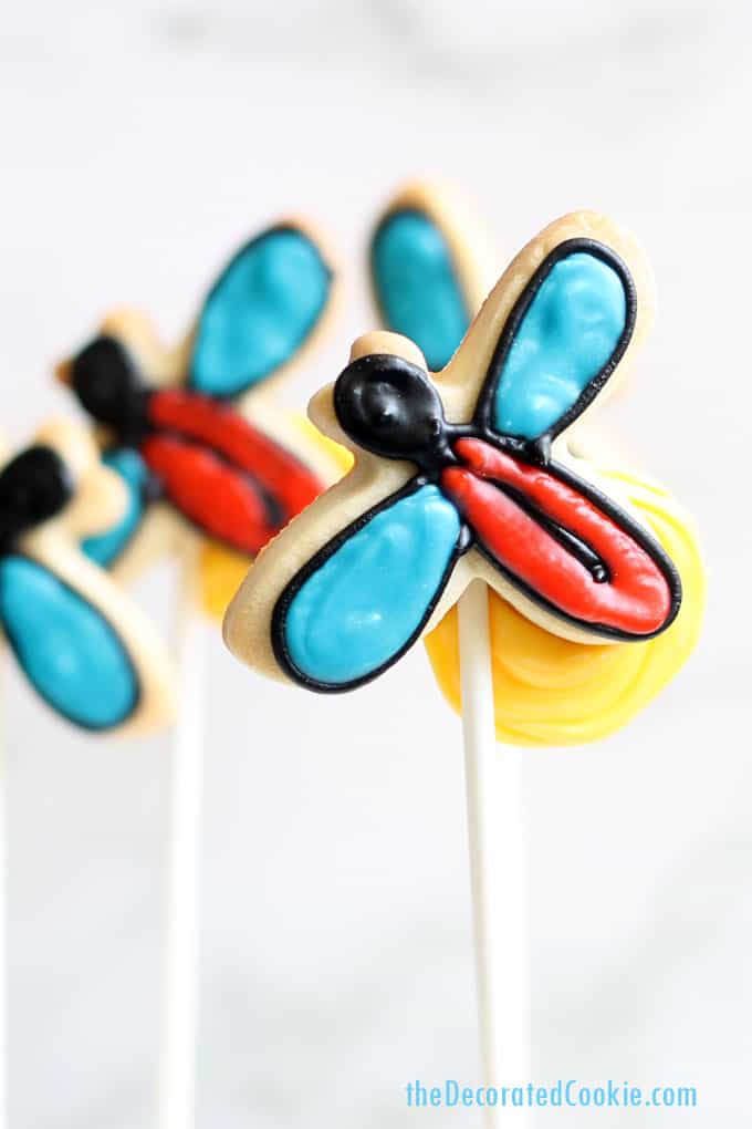 Firefly cookies, or lightning bug cookies, on a stick 