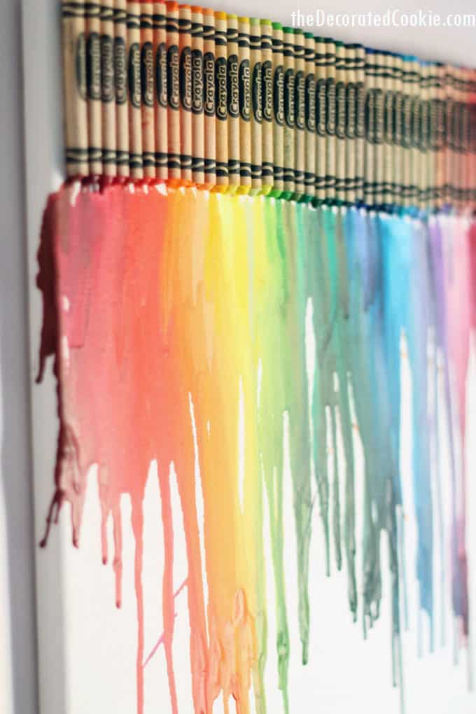 melted crayon wall art 