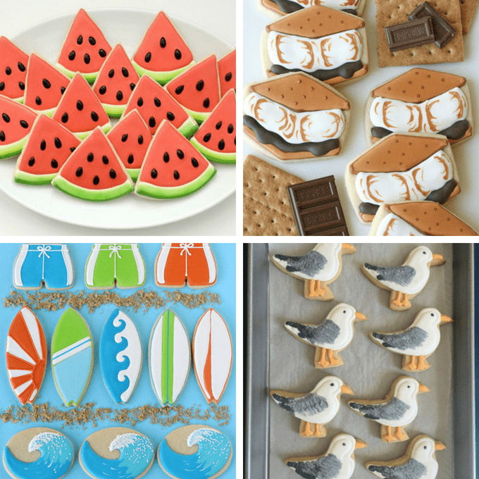 Summer cookies: A roundup of recipes, tutorials, and ideas for summer decorated cookies. #SummerCookies #cookiedecorating #DecoratedCookies