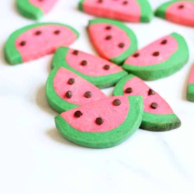 Watermelon slice cookies: How to make slice and bake cookies for summer. #Watermelon #Cookies #SliceandBakeCookies #Summer #SummerCookies