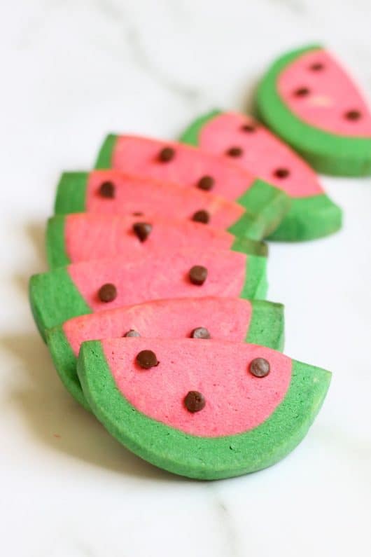 watermelon slice cookies: slice and bake cookies for summer