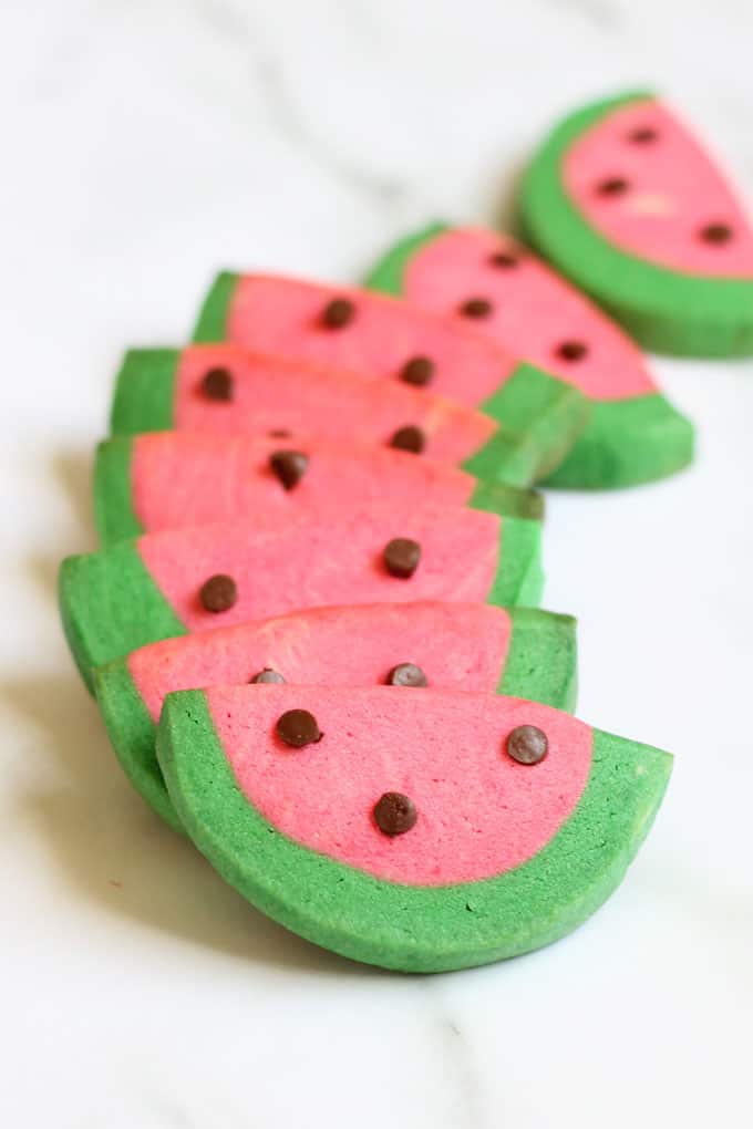 Watermelon slice cookies
