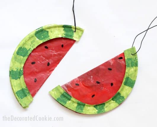 Watermelon suncatcher! Melted crayon craft for summer -- the decorated ...