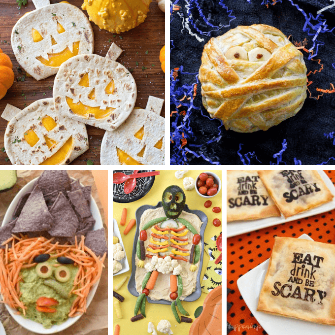 A roundup of 30 HALLOWEEN APPETIZERS and snacks, fun Halloween food ideas for your Halloween party. Spooky, easy appetizer ideas. #halloween #partyfood #halloweenappetizers #halloweensnacks #funfood #roundup 