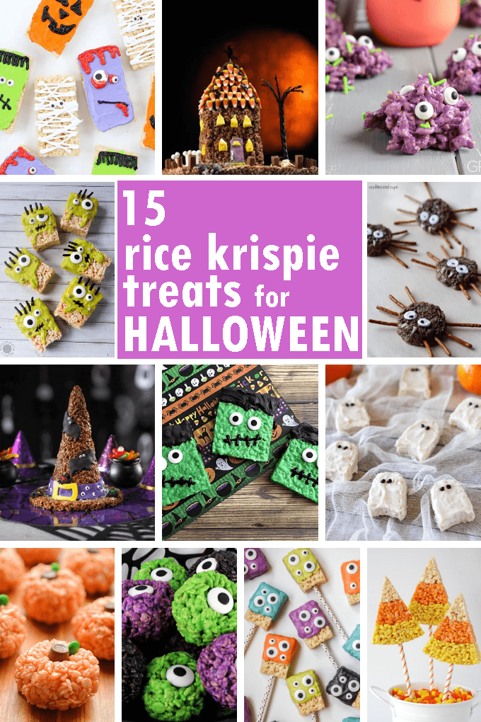 HALLOWEEN RICE KRISPIE TREATS: A roundup of 15 Halloween Rice Krispie Treat ideas, the perfect quick and easy Halloween treats for your Halloween party. 