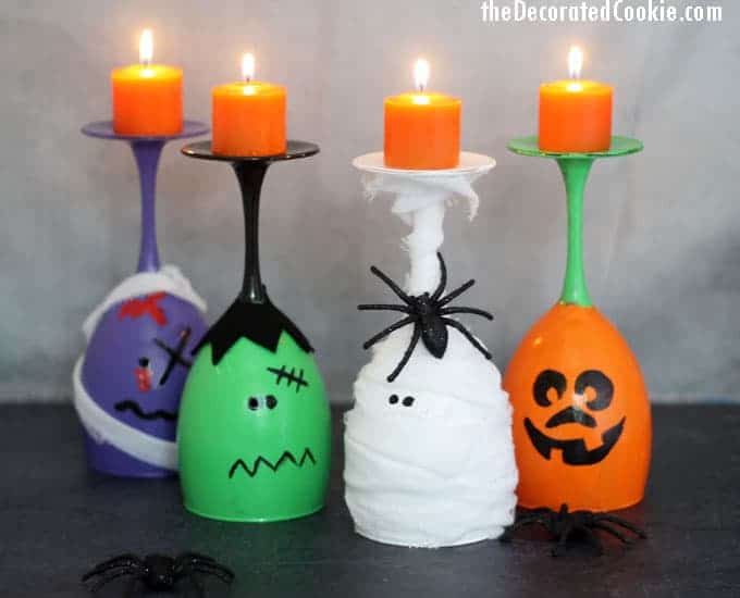 Halloween Wine Glass Candles Fun Diy Halloween Decoration