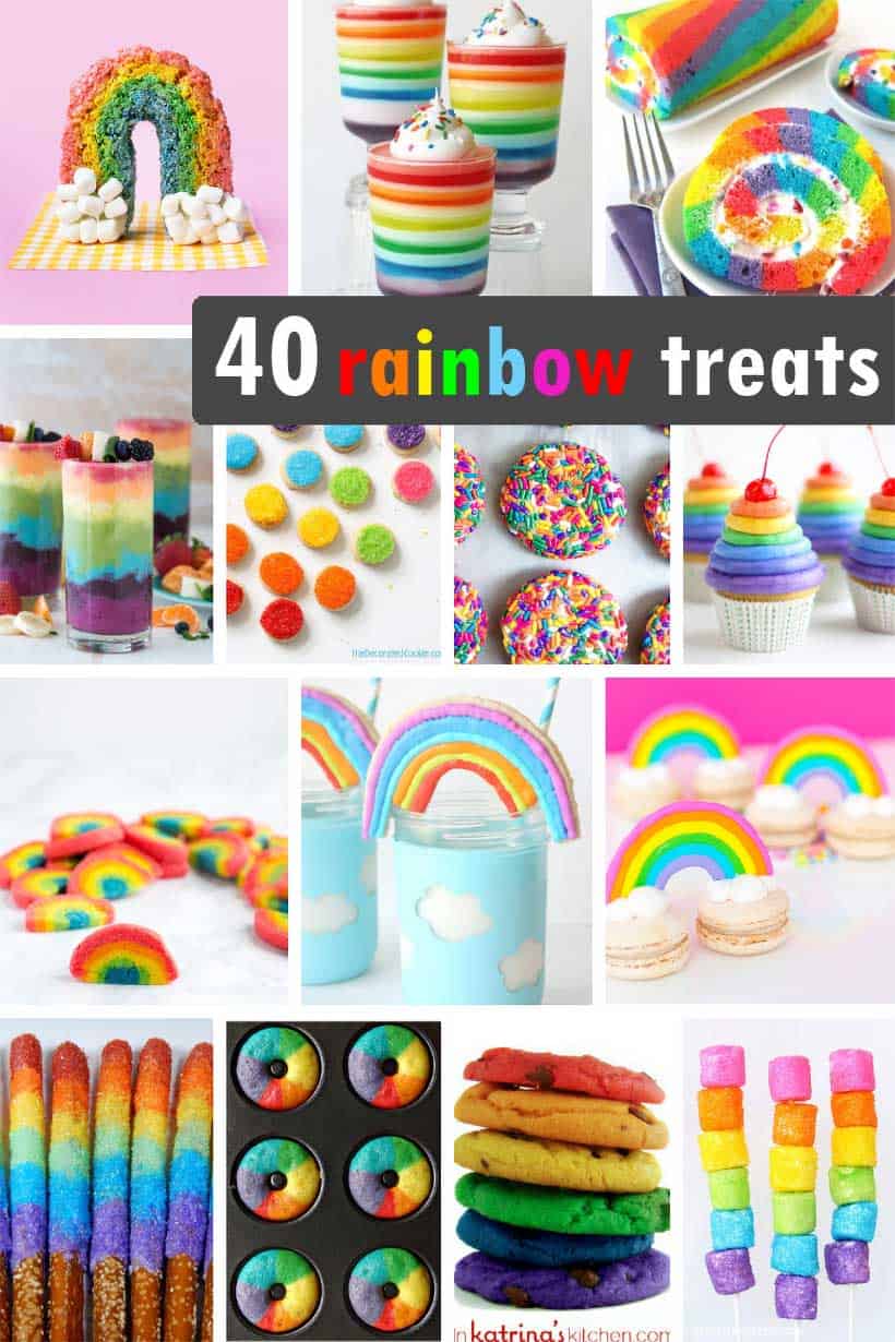 collage of rainbow food ideas 