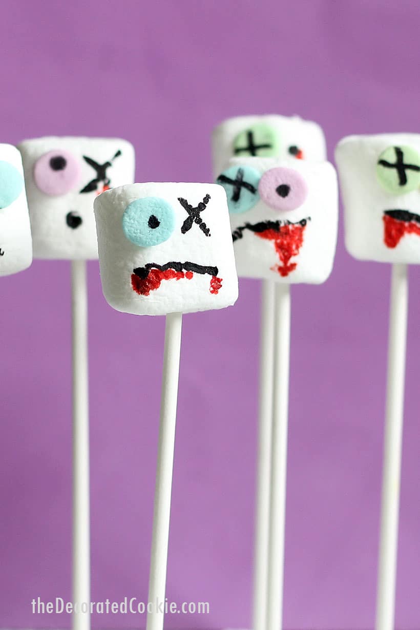 zombie marshmallows on a stick