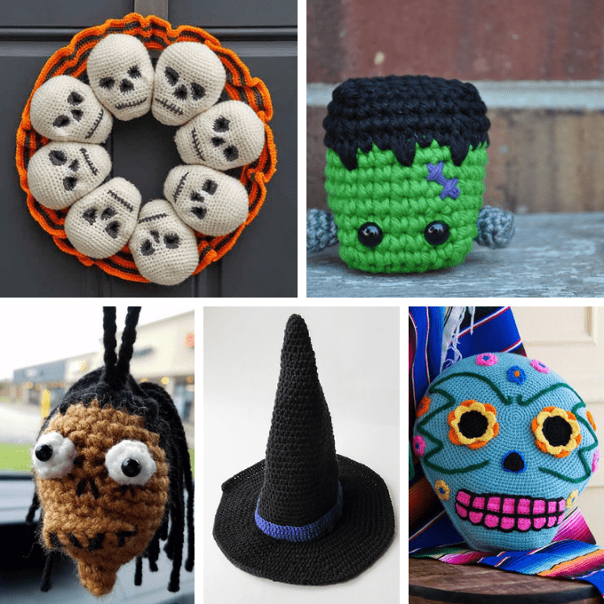 25 FREE crochet patterns for Halloween, with links to tutorials. These cute and spooky holiday crafts include accessories, home decor, and more. #halloween #freecrochetpatterns #crochet #patterns