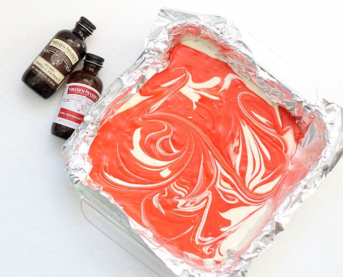 baking pan with peppermint fudge 