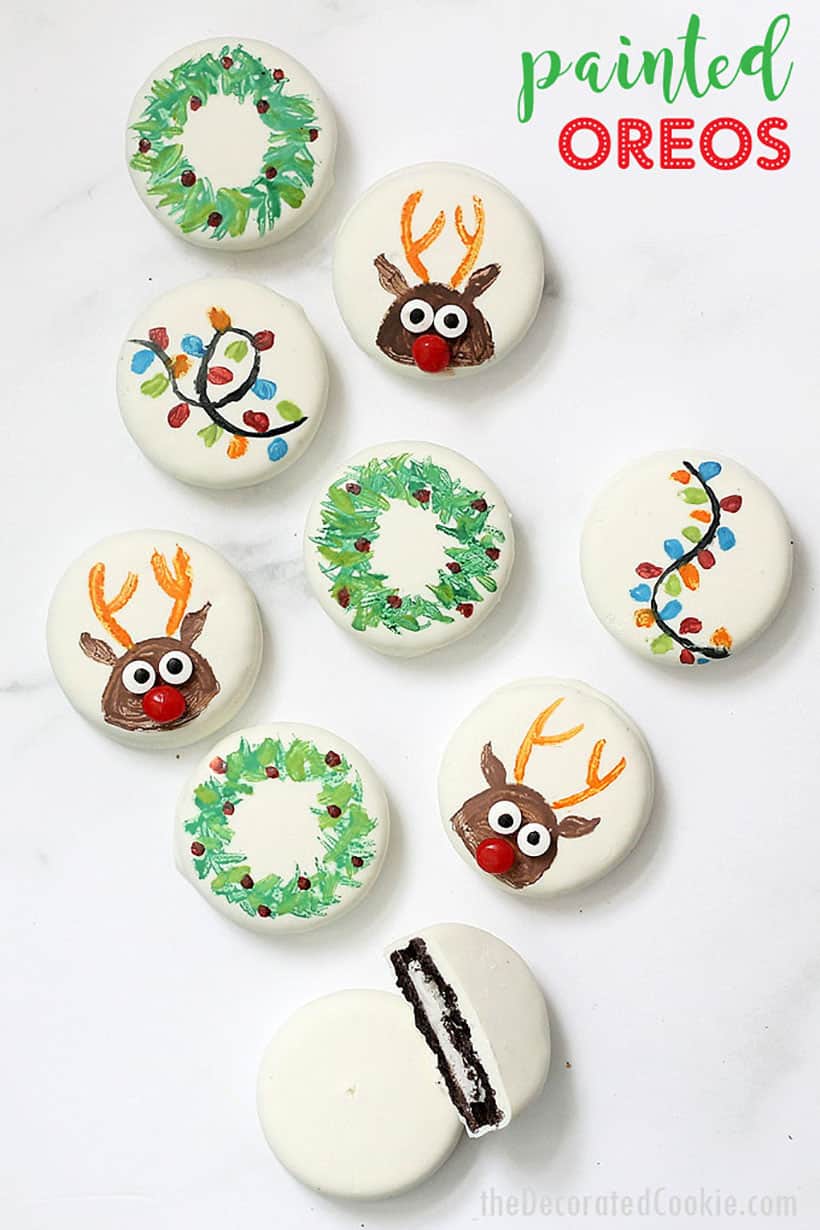 painted Christmas oreos 