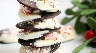 stack of peppermint bark cookies