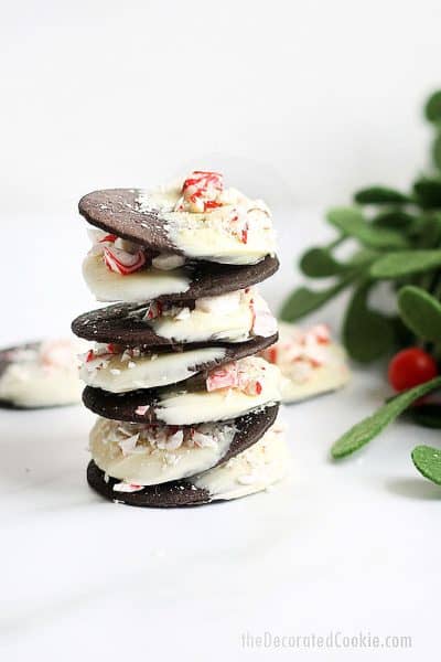 stack of peppermint bark cookies