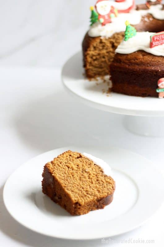 GINGERBREAD BUNDT CAKE With Icing Decorated For Christmas