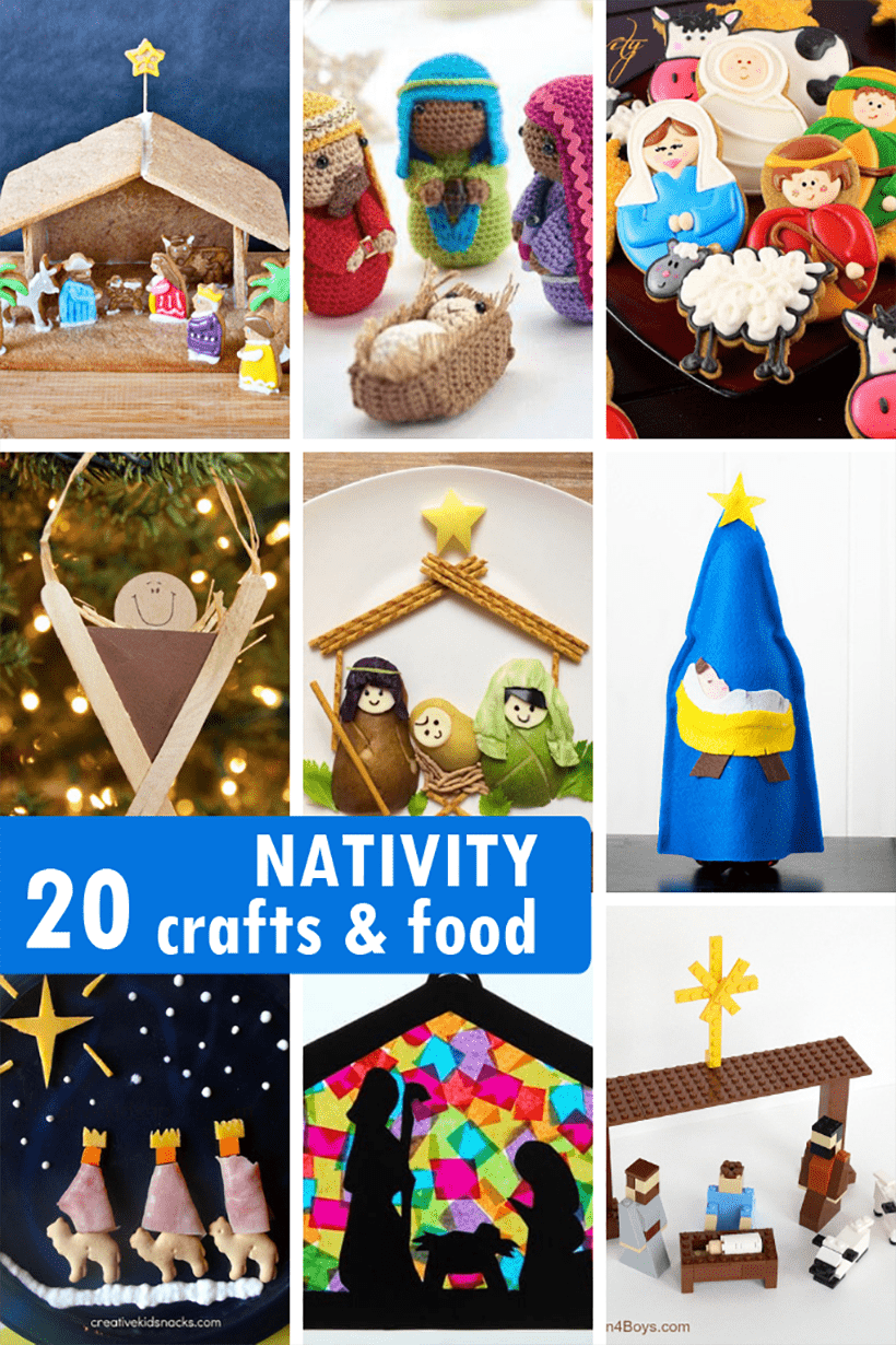 Nativity food and crafts collage
