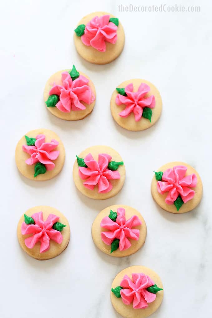 mini rose cookies with buttercream frosting 